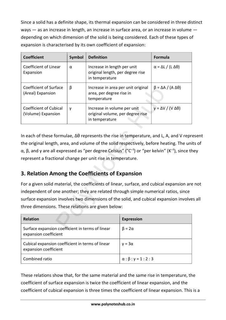 Expansion of Solids Notes PDF | Applied Physics 1 Free Study Materials - Poly Notes Hub