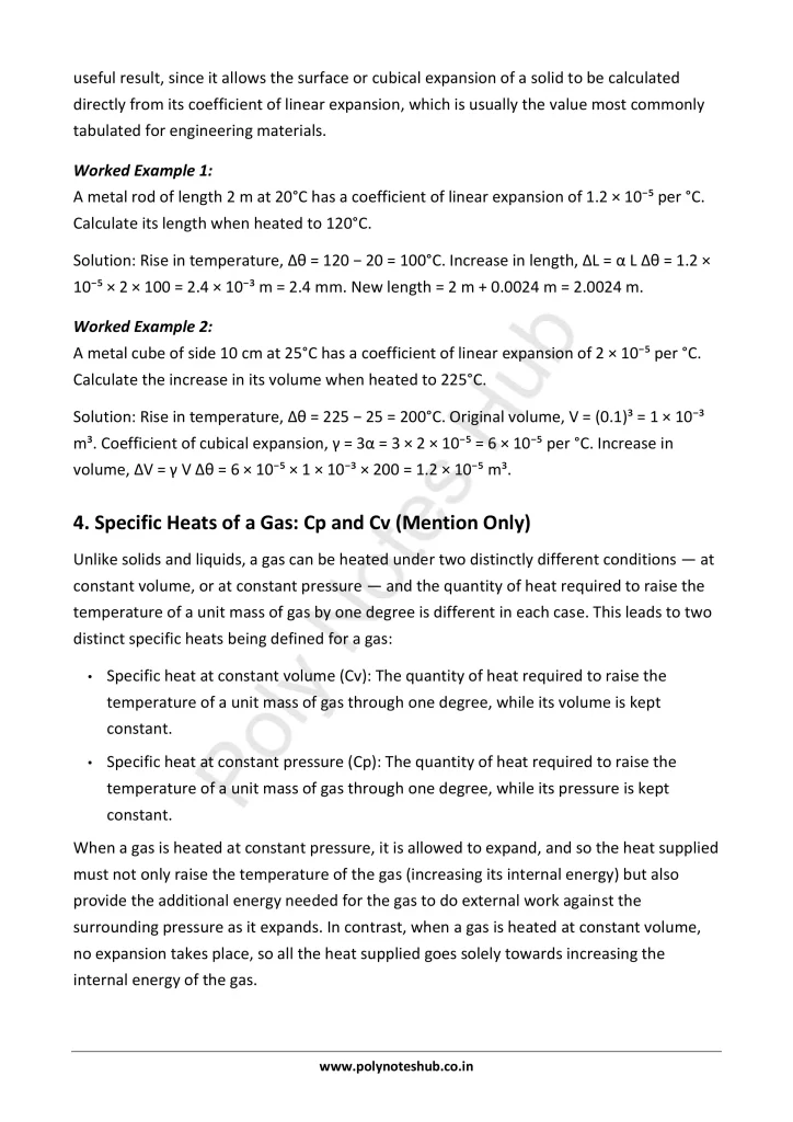 Expansion of Solids Notes PDF | Applied Physics 1 Free Study Materials - Poly Notes Hub
