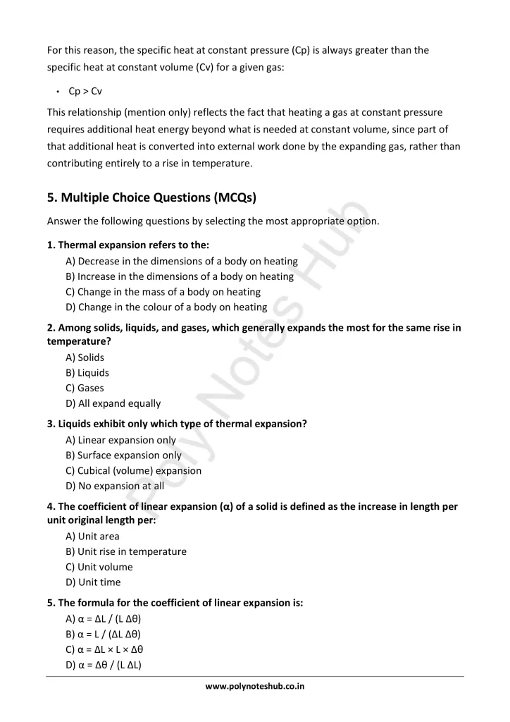 Expansion of Solids Notes PDF | Applied Physics 1 Free Study Materials - Poly Notes Hub