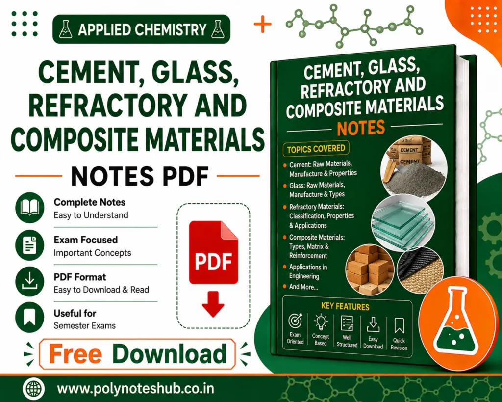 Portland Cement Glass Refractory Notes PDF | Applied Chemistry Free Study Materials - Poly Notes Hub