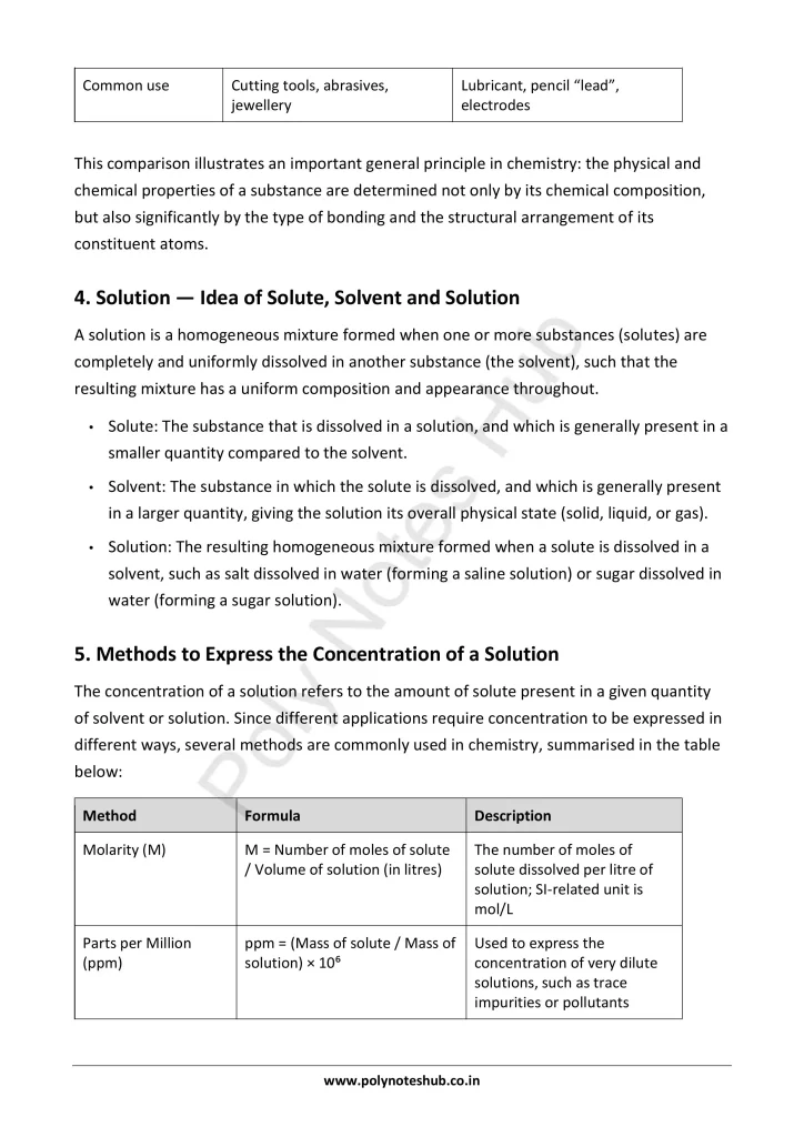 Download Chemical Bonding and Solutions Notes PDF for Polytechnic and Engineering 1st Year 1st Semester from Applied Chemistry - Poly Notes Hub