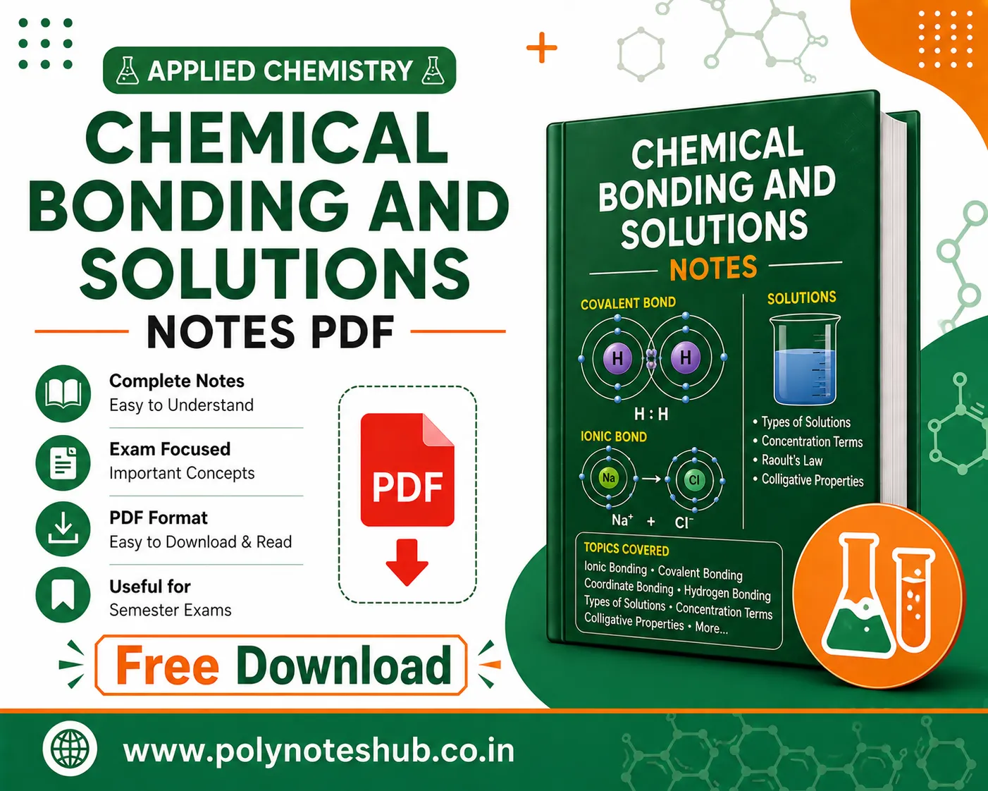 Chemical Bonding and Solutions Notes PDF | Applied Chemistry Free Study Materials - Poly Notes Hub