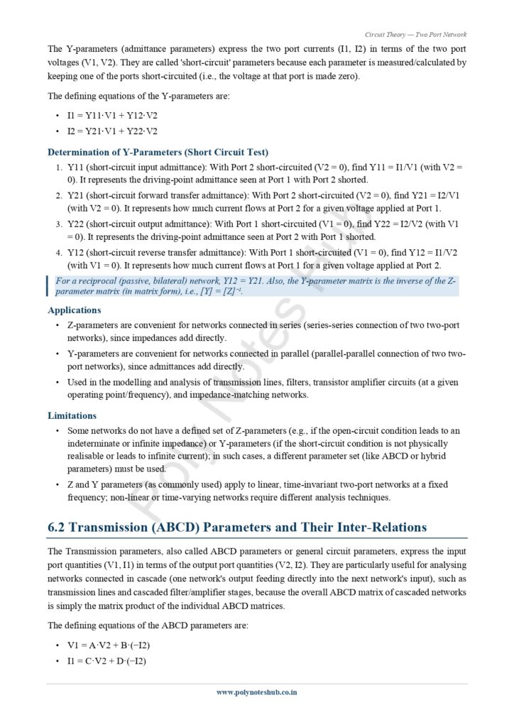 Two Port Network Notes PDF | Free Download Poly Notes Hub Download Two Port Network Notes PDF (Free) from Circuit Theory or Network Theorem Subject - Poly notes hub