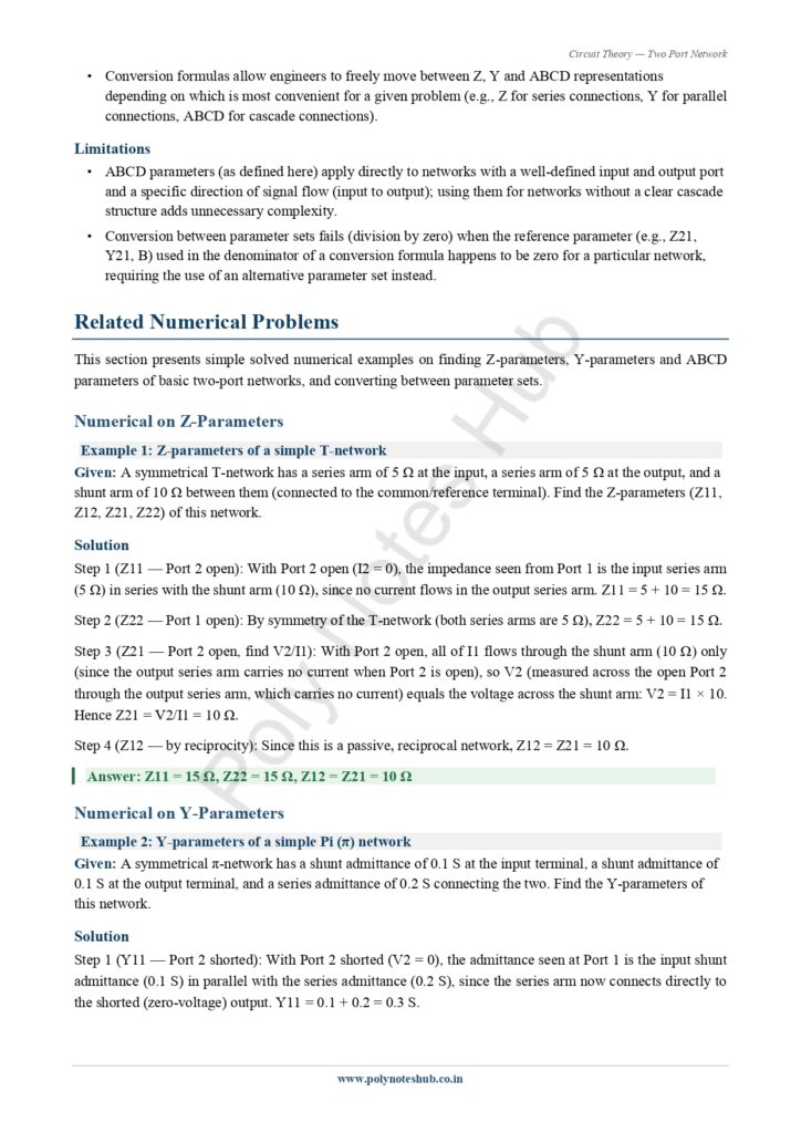 Two Port Network Notes PDF | Free Download Poly Notes Hub Download Two Port Network Notes PDF (Free) from Circuit Theory or Network Theorem Subject - Poly notes hub