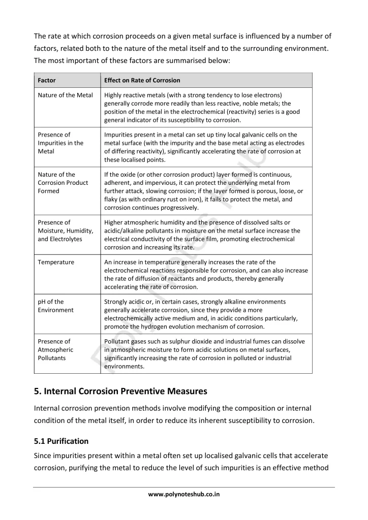 Download Corrosion Notes PDF for Polytechnic and Engineering 1st Year 1st Semester from Applied Chemistry - Poly Notes Hub