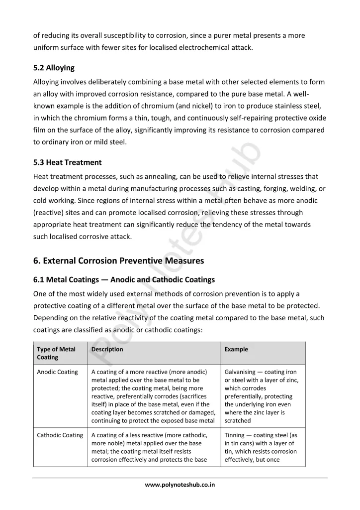 Download Corrosion Notes PDF for Polytechnic and Engineering 1st Year 1st Semester from Applied Chemistry - Poly Notes Hub