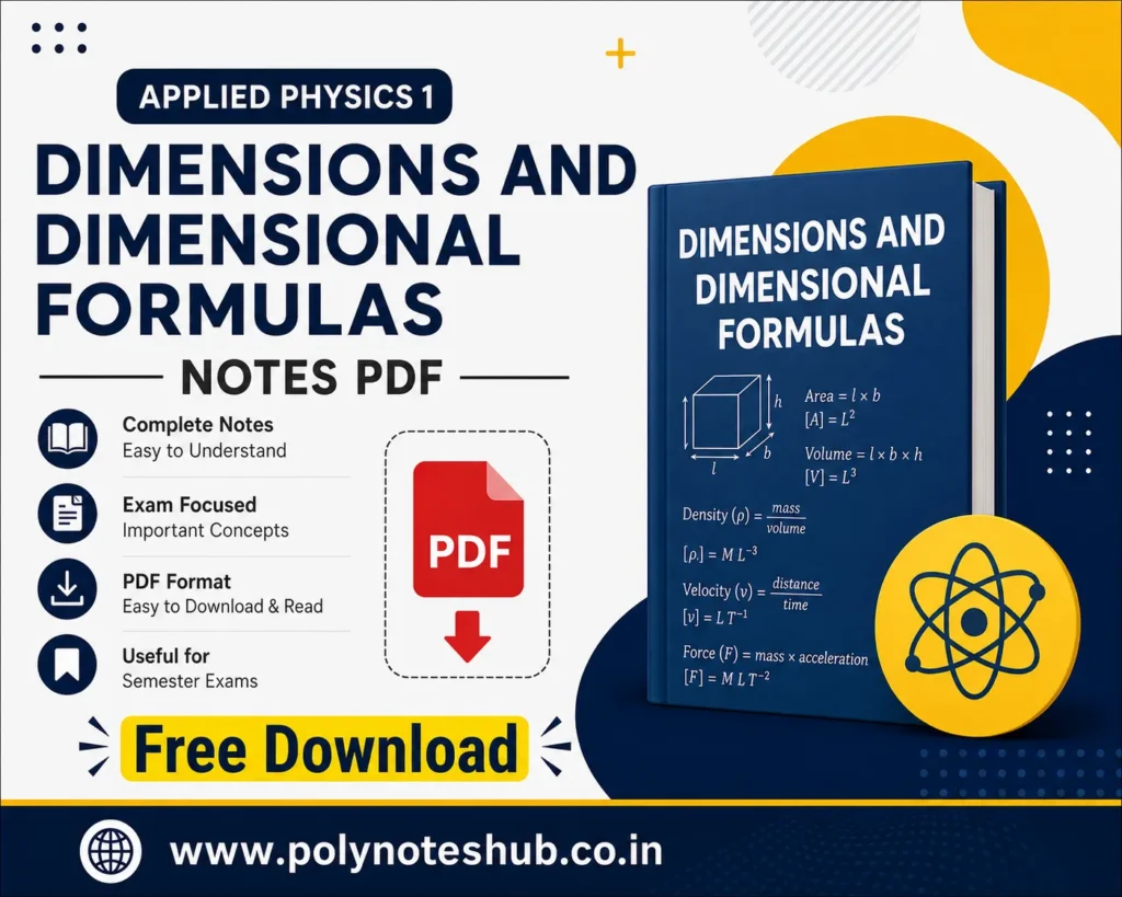Dimensions and Dimensional Formulas Notes PDF Applied Physics 1 Free Study Materials