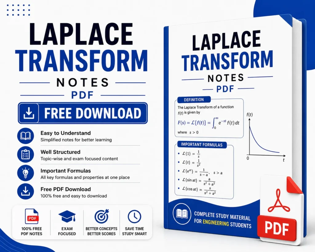 Download Laplace Transform Notes PDF (Free) from Circuit Theory or Network Theorem Subject - Poly Notes Hub