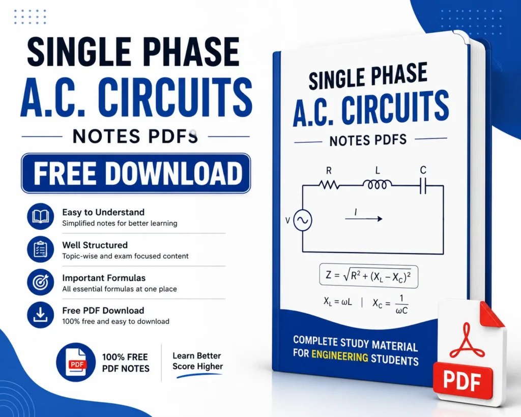 Download Single Phase A.C. Circuits Notes PDF (Free) from Circuit Theory or Network Theorem Subject - Poly Notes Hub