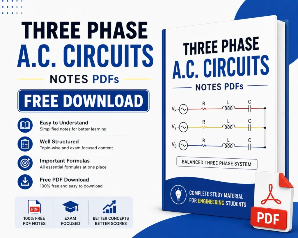 Download Three Phase A.C. Circuits Notes PDF (Free) from Circuit Theory or Network Theorem Subject - Poly Notes Hub