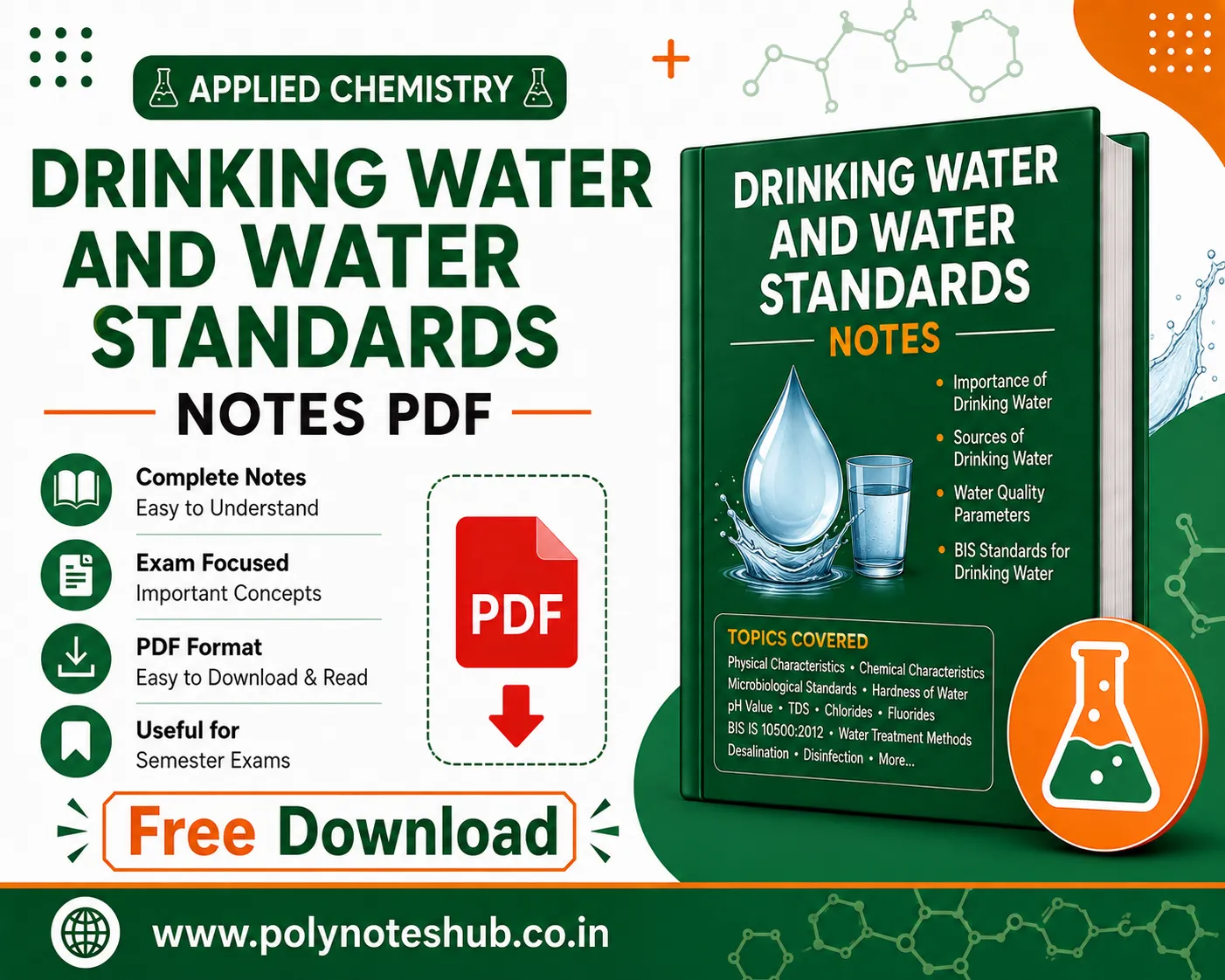 Drinking Water and Water Standards Notes PDF | Applied Chemistry Free Study Materials - Poly Notes Hub