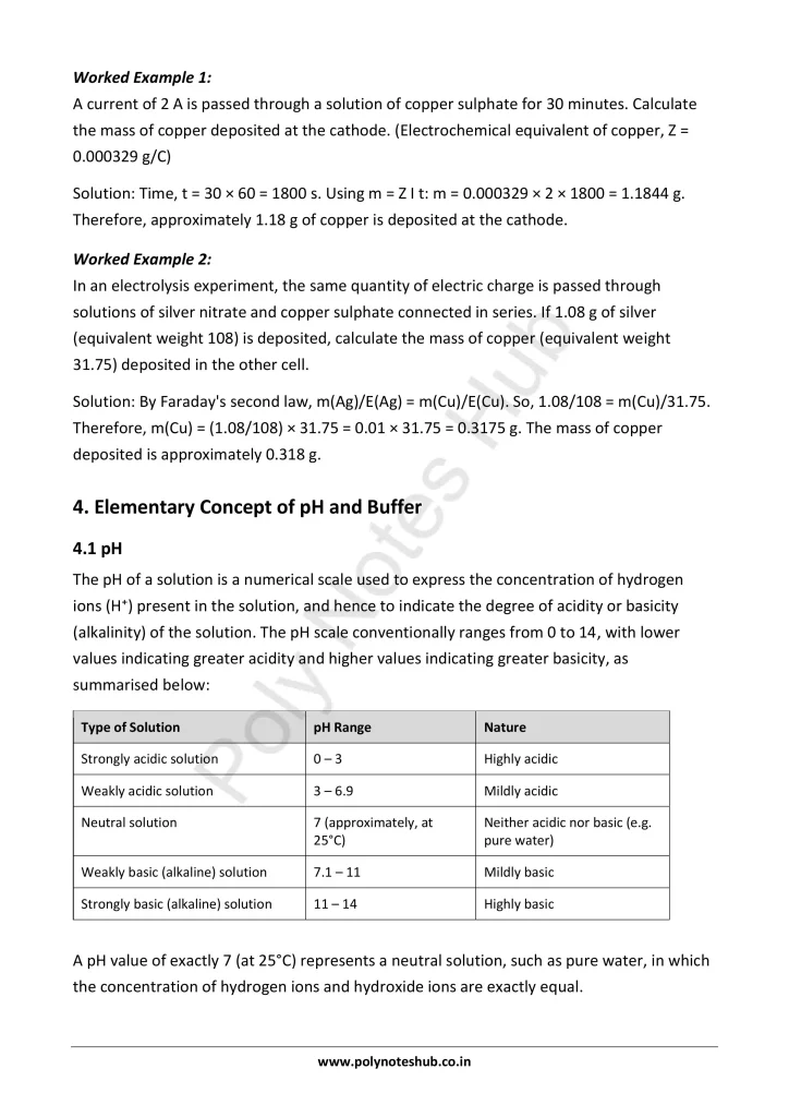 Download Electrochemistry Notes PDF for Polytechnic and Engineering 1st Year 1st Semester from Applied Chemistry - Poly Notes Hub