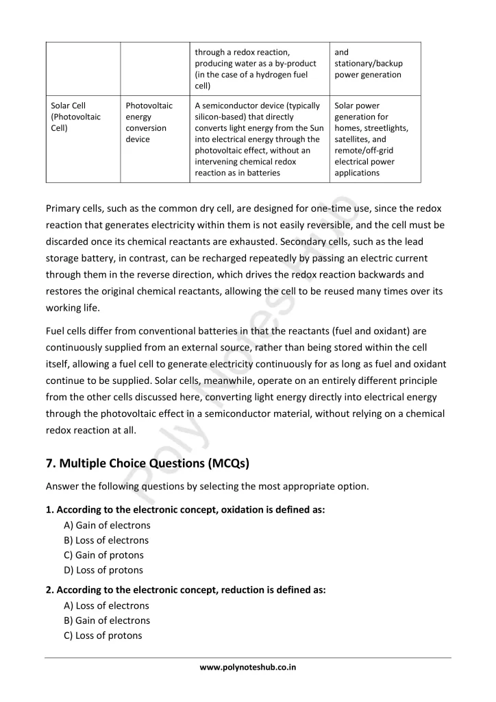 Download Electrochemistry Notes PDF for Polytechnic and Engineering 1st Year 1st Semester from Applied Chemistry - Poly Notes Hub