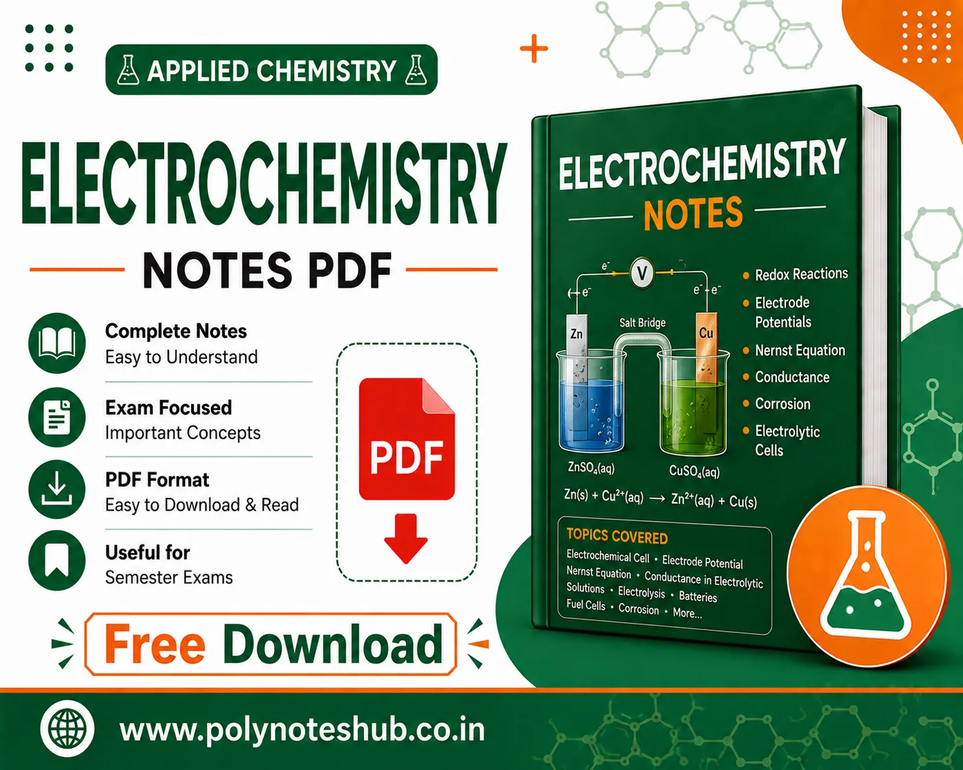 Electrochemistry Notes PDF | Applied Chemistry Free Study Materials - Poly Notes Hub
