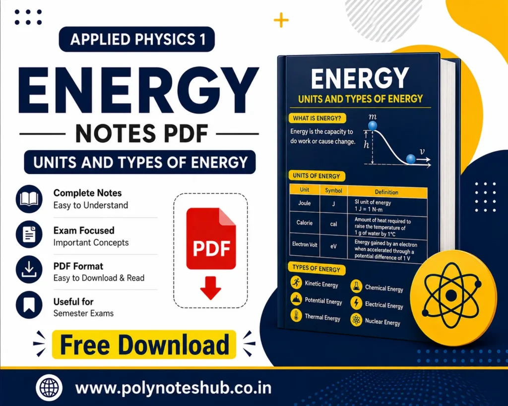 Energy Notes PDF – Units and Types of Energy Applied Physics 1 Free Study Materials - Poly Notes Hub