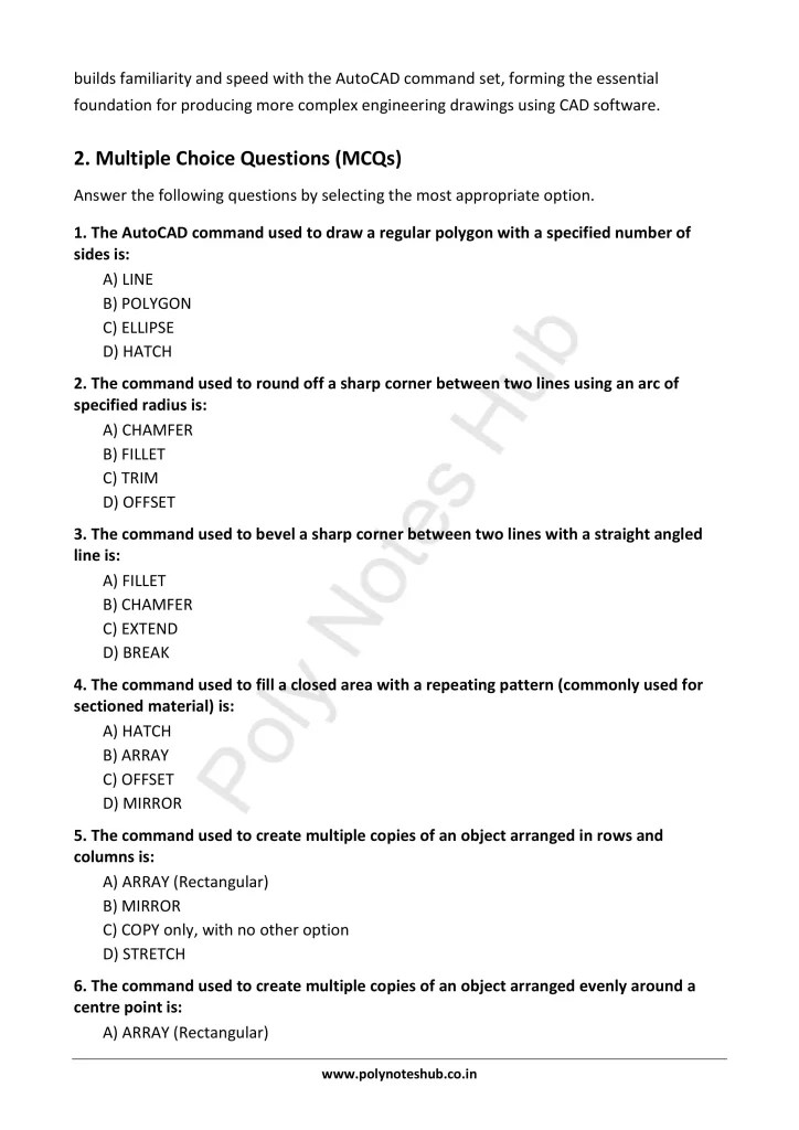 AutoCAD Commands and Toolbars from Technical Drawing Notes PDF | Free Download Poly Notes Hub Download AutoCAD Commands and Toolbars PDF from the Technical or Engineering Drawing Subject for Polytechnic 1st Year 1st Semester - Poly Notes Hub