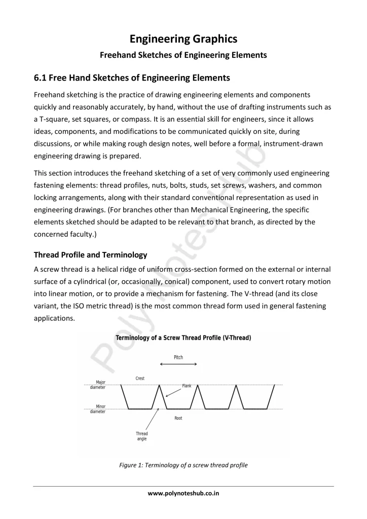 Free Hand Sketches of Engineering Elements from Technical Drawing Notes PDF | Free Download Poly Notes Hub Download Free Hand Sketches of Engineering Elements PDF from the Technical or Engineering Drawing Subject for Polytechnic 1st Year 1st Semester - Poly Notes Hub