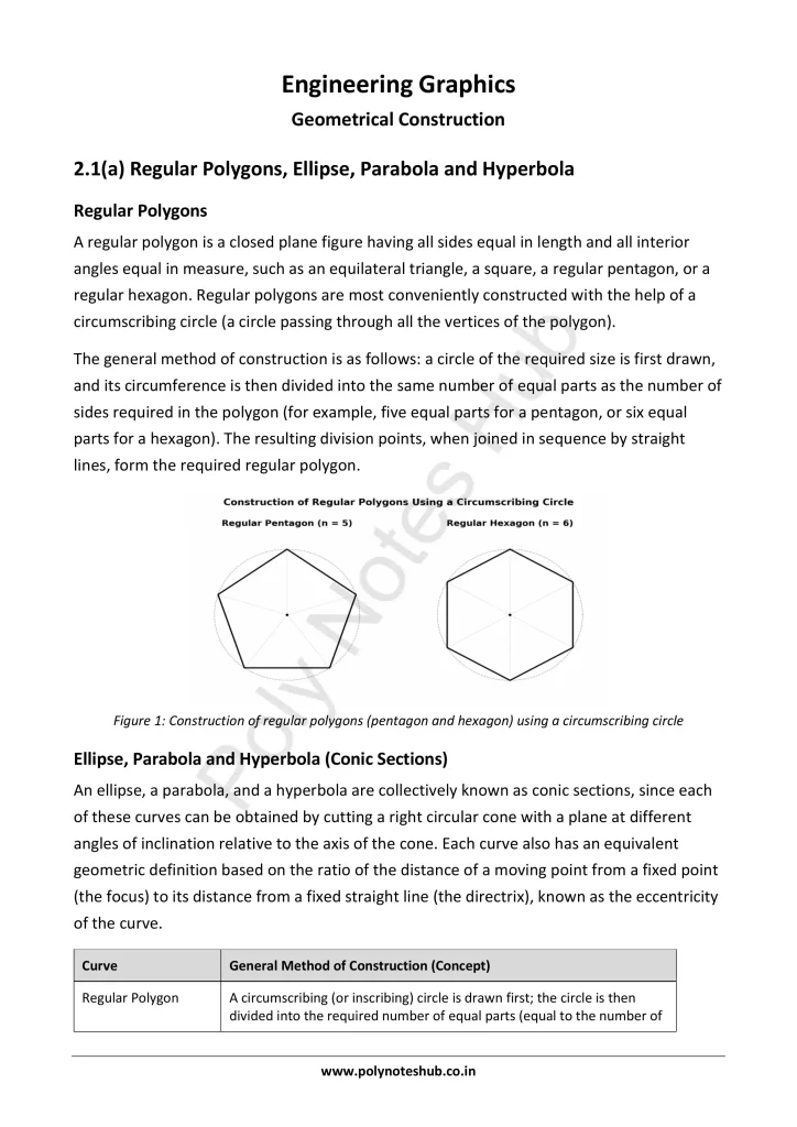 Download Geometrical Construction PDF from the Technical or Engineering Drawing Subject for Polytechnic 1st Year 1st Semester - Poly Notes Hub
