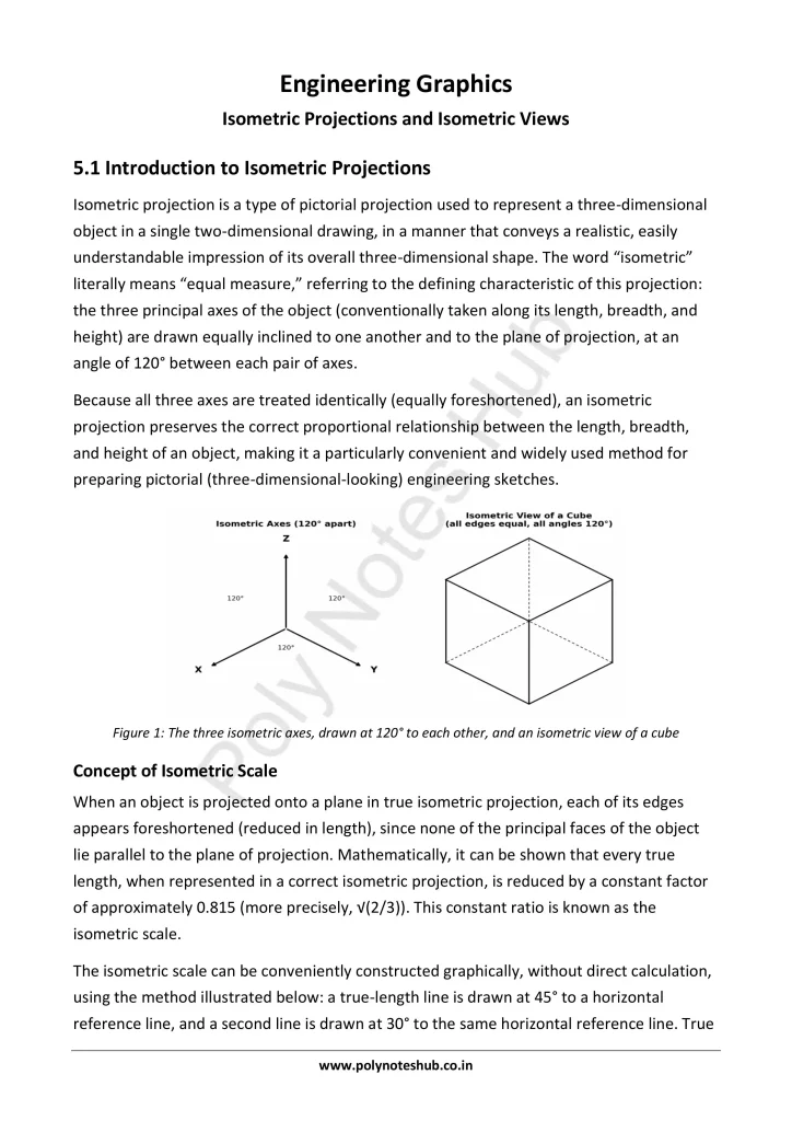 Isometric Projections from Technical Drawing Notes PDF | Free Download Poly Notes Hub Download Isometric Projections PDF from the Technical or Engineering Drawing Subject for Polytechnic 1st Year 1st Semester - Poly Notes Hub