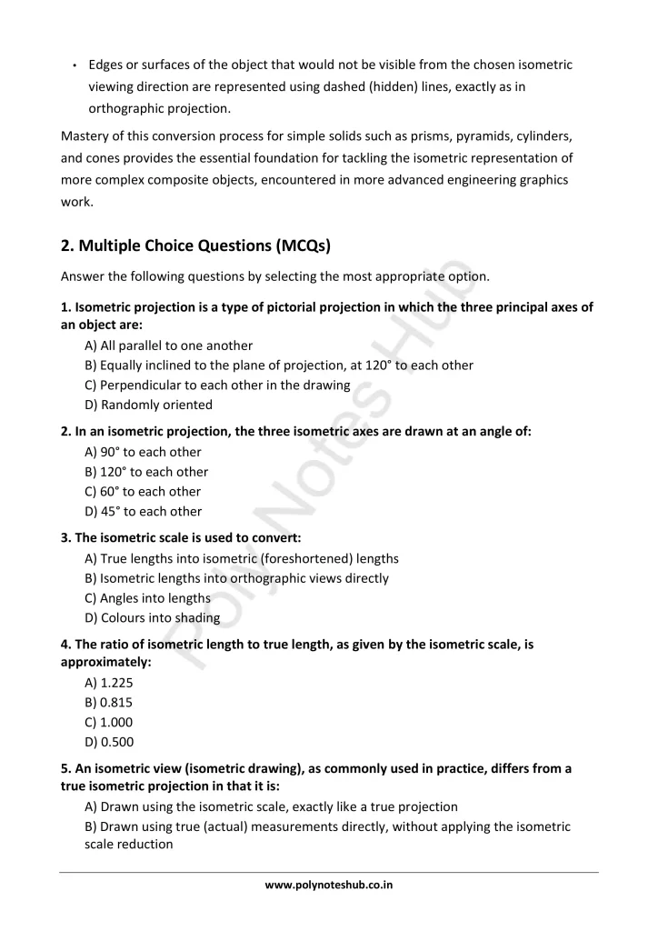 Isometric Projections from Technical Drawing Notes PDF | Free Download Poly Notes Hub Download Isometric Projections PDF from the Technical or Engineering Drawing Subject for Polytechnic 1st Year 1st Semester - Poly Notes Hub