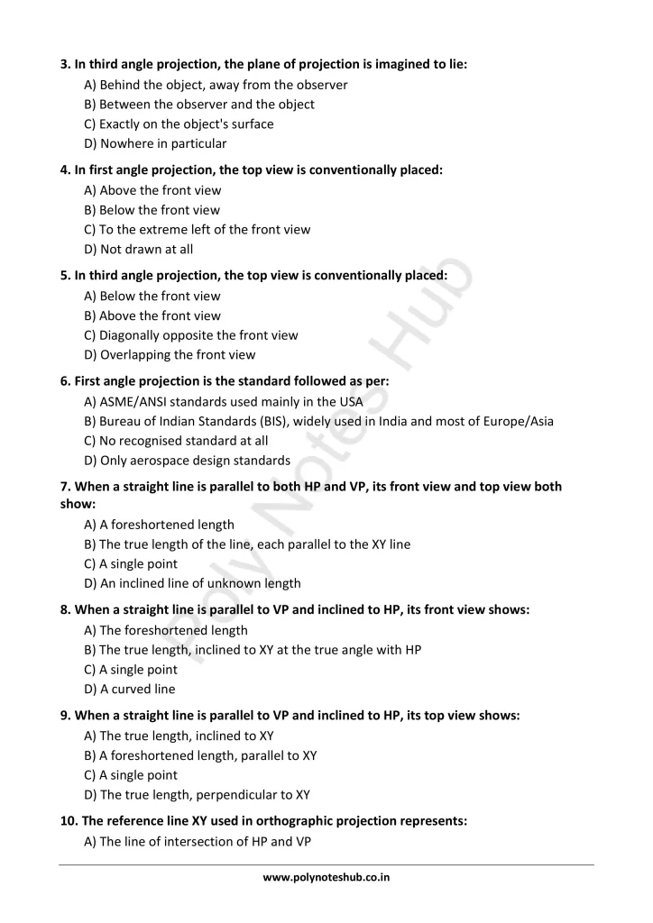 Orthographic Projection from Technical Drawing Notes PDF | Free Download Poly Notes Hub Download Orthographic Projection PDF from the Technical or Engineering Drawing Subject for Polytechnic 1st Year 1st Semester - Poly Notes Hub