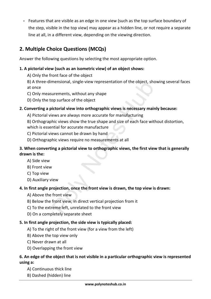 Pictorial Views into orthographic views from Technical Drawing Notes PDF | Free Download Poly Notes Hub Download Pictorial Views into orthographic views PDF from the Technical or Engineering Drawing Subject for Polytechnic 1st Year 1st Semester - Poly Notes Hub