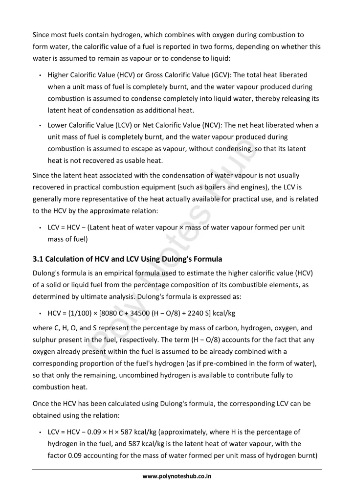 Download Fuels and Combustion Notes PDF for Polytechnic and Engineering 1st Year 1st Semester from Applied Chemistry - Poly Notes Hub