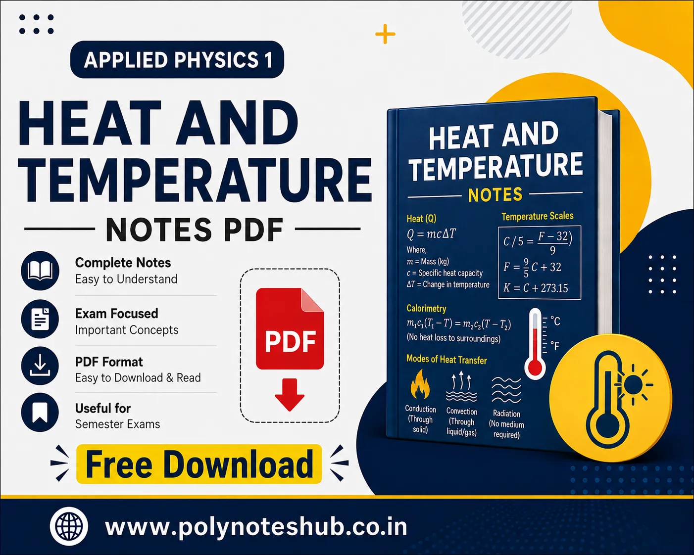 Heat and Temperature Notes PDF Applied Physics 1 Free Study Materials - Poly Notes Hub