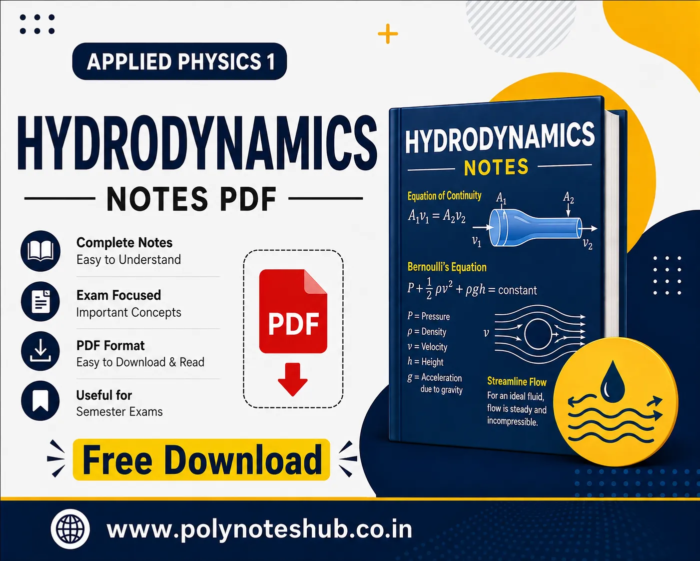 Hydrodynamics Notes PDF Applied Physics 1 Free Study Materials - Poly Notes Hub