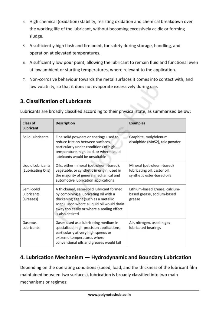 Download Lubrication Notes PDF for Polytechnic and Engineering 1st Year 1st Semester from Applied Chemistry - Poly Notes Hub