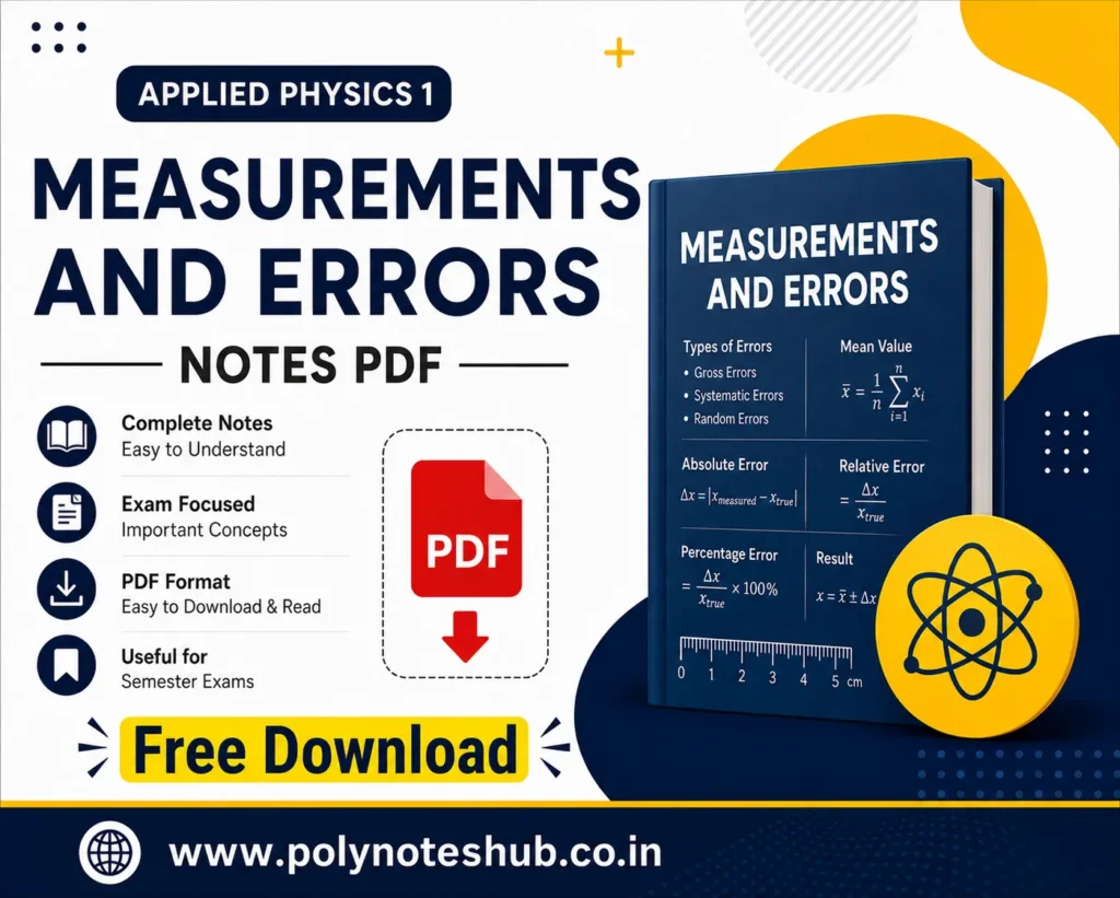 Measurements and Errors Notes PDF Applied Physics 1 Free Study Materials - Poly Notes Hub