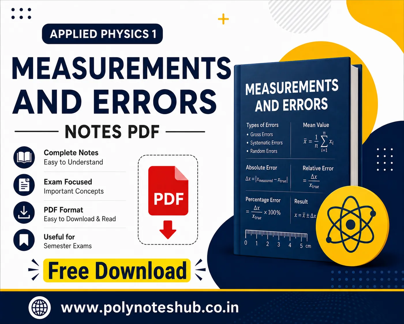 Measurements and Errors Notes PDF Applied Physics 1 Free Study Materials - Poly Notes Hub