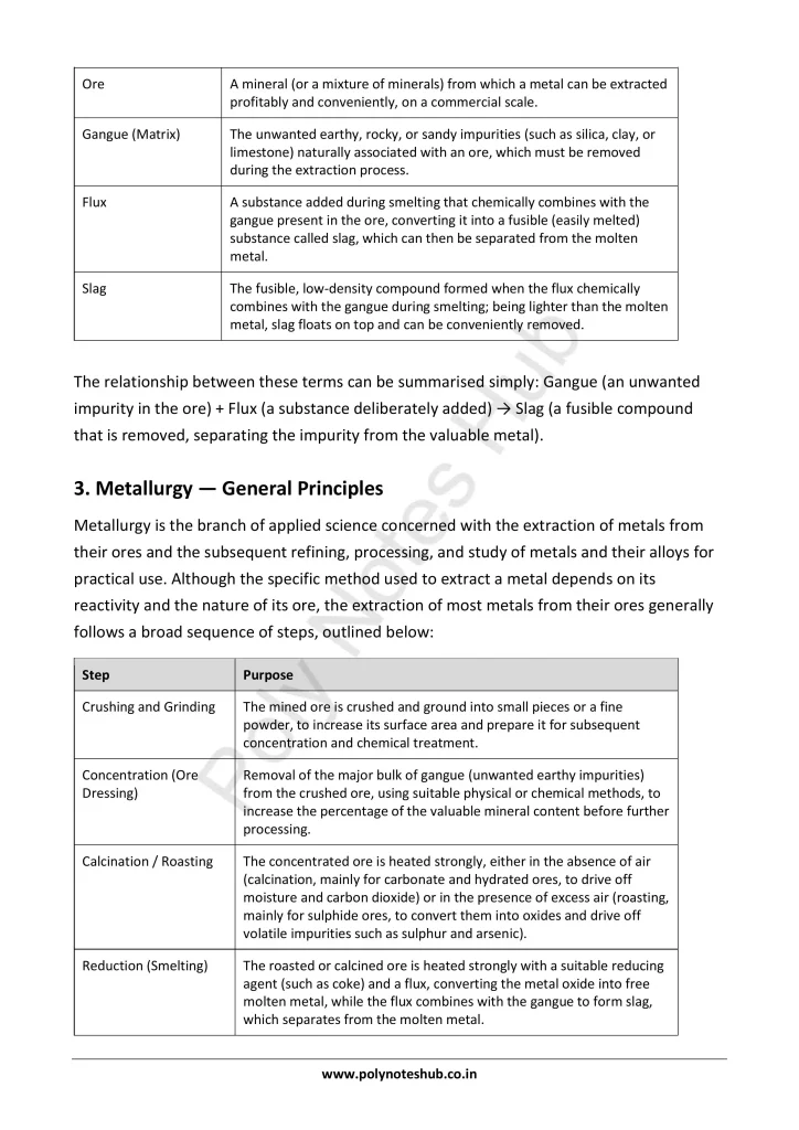 Metallurgy and Alloys Notes PDF | Applied Chemistry Free Study Materials Poly Notes Hub Download Metallurgy and Alloys Notes PDF for Polytechnic and Engineering 1st Year 1st Semester from Applied Chemistry - Poly Notes Hub