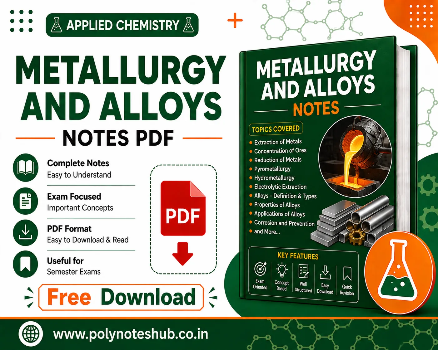 Metallurgy and Alloys Notes PDF | Applied Chemistry Free Study Materials Poly Notes Hub Metallurgy and Alloys Notes PDF | Applied Chemistry Free Study Materials - Poly Notes Hub
