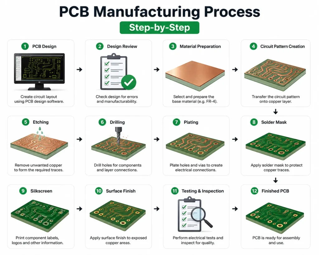 PCB Manufacturing: A Complete Guide for Engineering Students and Beginners Poly Notes Hub PCB Manufacturing Steps or Process Step-by-Step - Poly Notes Hub