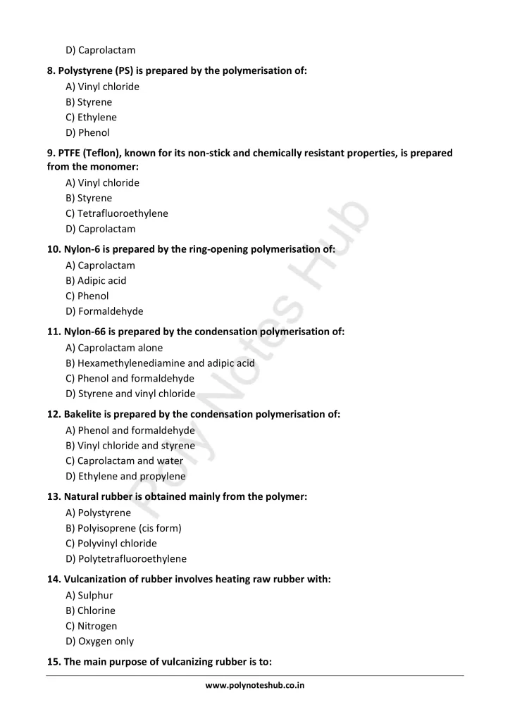 Polymers Notes PDF | Applied Chemistry Free Study Materials Poly Notes Hub Download Polymers Notes PDF for Polytechnic and Engineering 1st Year 1st Semester from Applied Chemistry - Poly Notes Hub