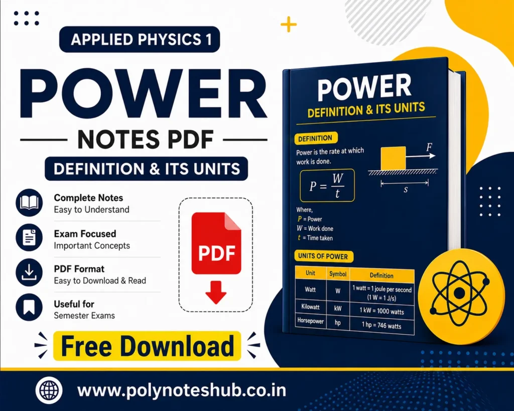 Power Notes PDF – Types and Its Units Applied Physics 1 Free Study Materials - Poly Notes Hub