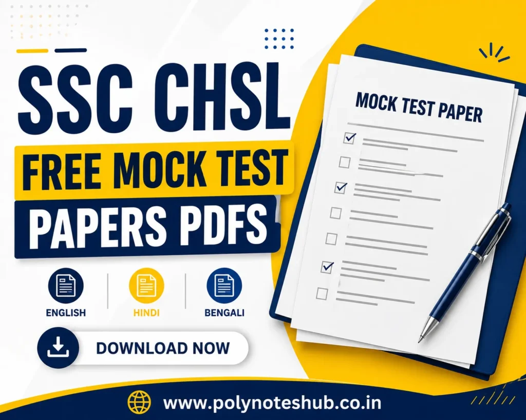 SSC CHSL Free Mock Test Papers PDFs in English, Hindi, Bengali - Download Now - Poly Notes hub