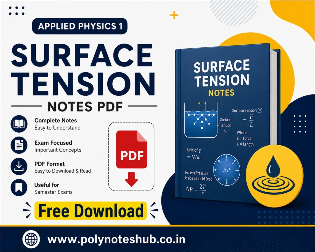 Surface Tension Notes PDF Applied Physics 1 Free Study Materials - Poly Notes Hub