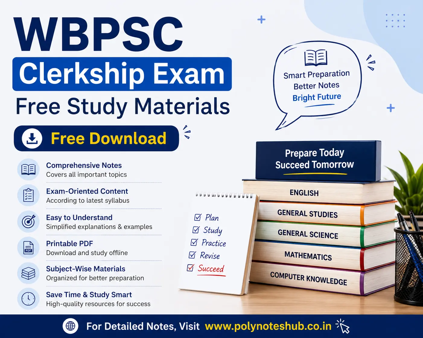 WBPSC Clerkship Exam Free Study Materials PDF - Download Now Poly Notes Hub WBPSC Clerkship Exam Free Study Materials - Download Now - Poly Notes Hub