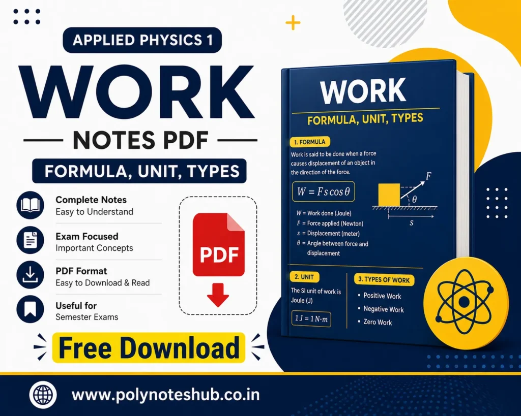 Work Notes PDF – Formula, Unit, Types Applied Physics 1 Free Study Materials - Poly Notes Hub