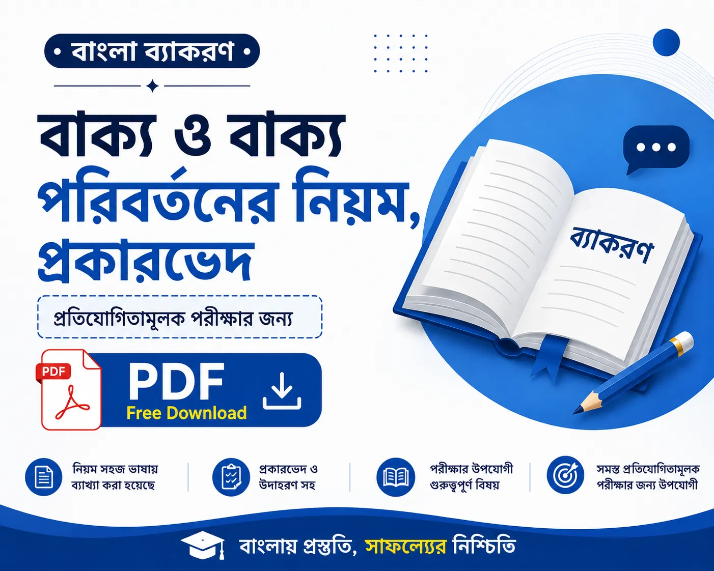 বাক্য ও বাক্য পরিবর্তনের নিয়ম, প্রকারভেদ Bengali Grammar Notes for Competitive Exams - Poly Notes Hub