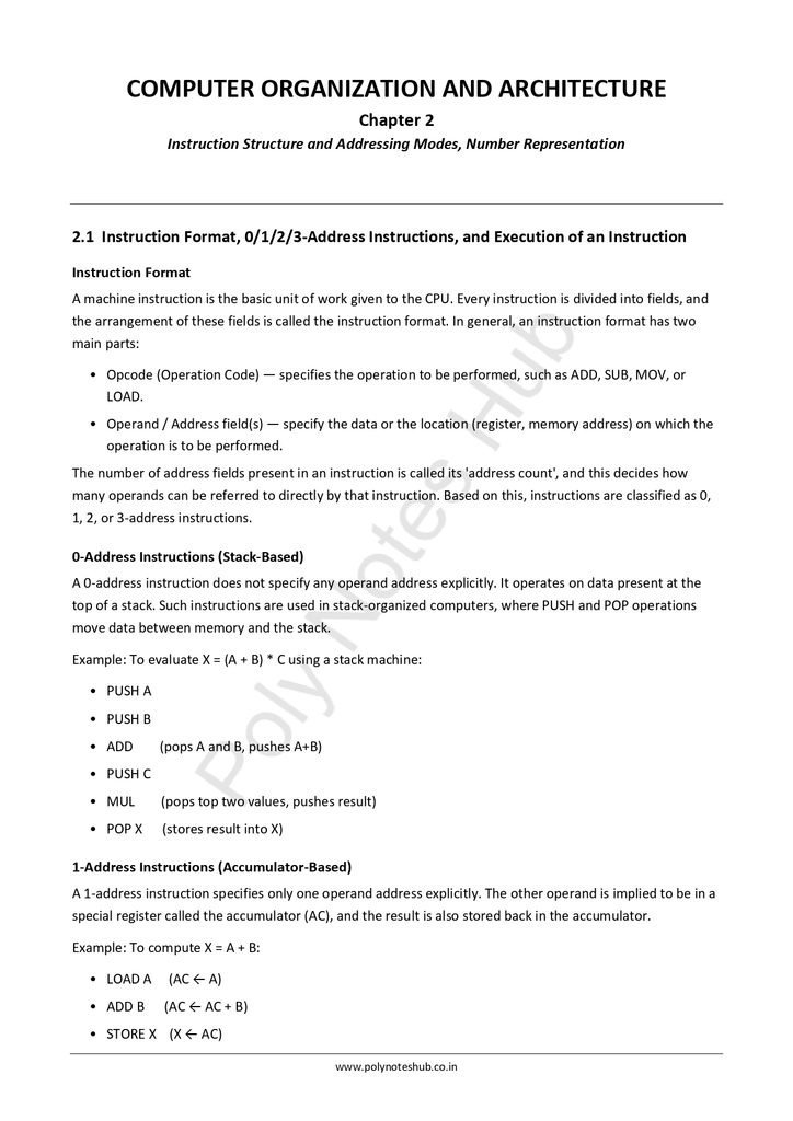 Instruction Structure and Addressing Modes Free Notes PDF - Download Now Poly Notes Hub Download Instruction Structure and Addressing Modes Free Notes PDF from Computer Organization and Architecture Notes - poly notes hub