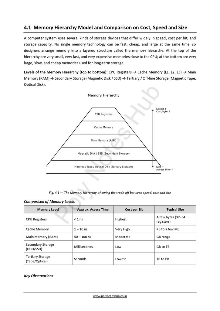 Memory and IO Devices Free Notes PDF - Download Now Poly Notes Hub Download Memory and IO Devices Free Notes PDF from computer organization and architecture notes - poly notes hub