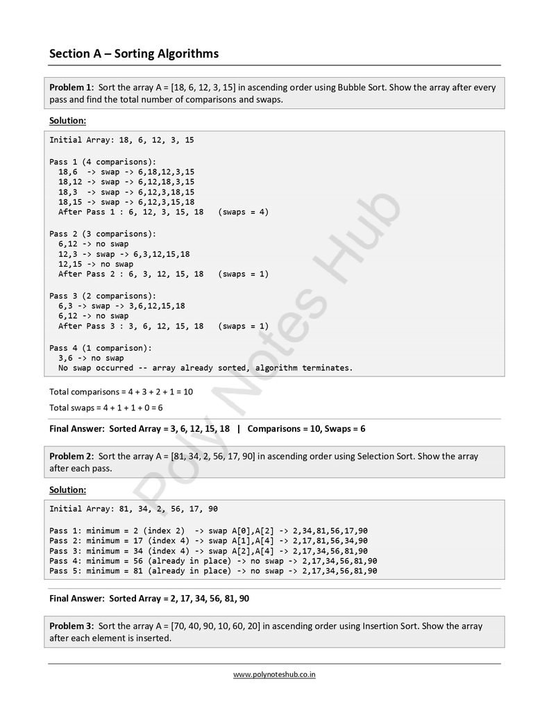 Download the Searching and Sorting Free Notes PDF of Data Structure Subject for computer science and technology students - poly notes hub