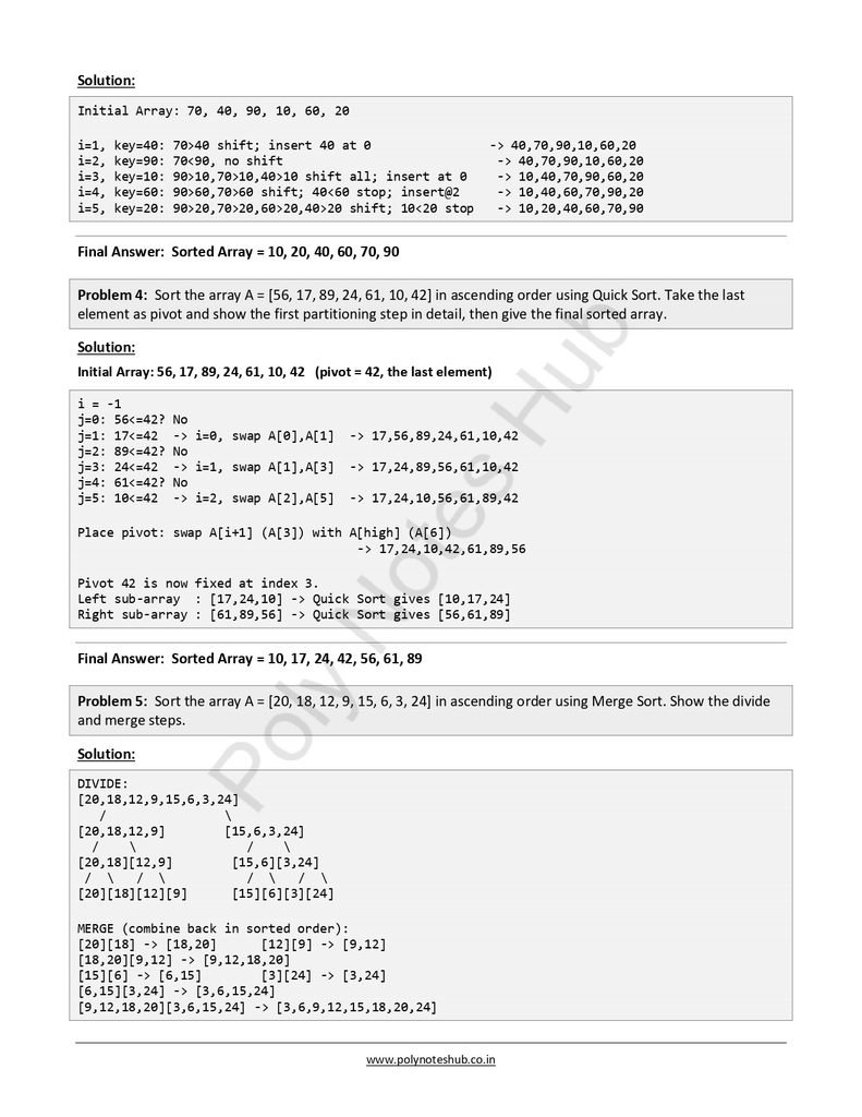Download the Searching and Sorting Free Notes PDF of Data Structure Subject for computer science and technology students - poly notes hub