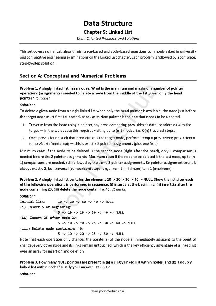 Linked List Free Notes PDF of Data Structure | Download Now Poly Notes Hub Linked List Free Notes PDF of Data Structure | Download Now for computer science and technology students - poly notes hub