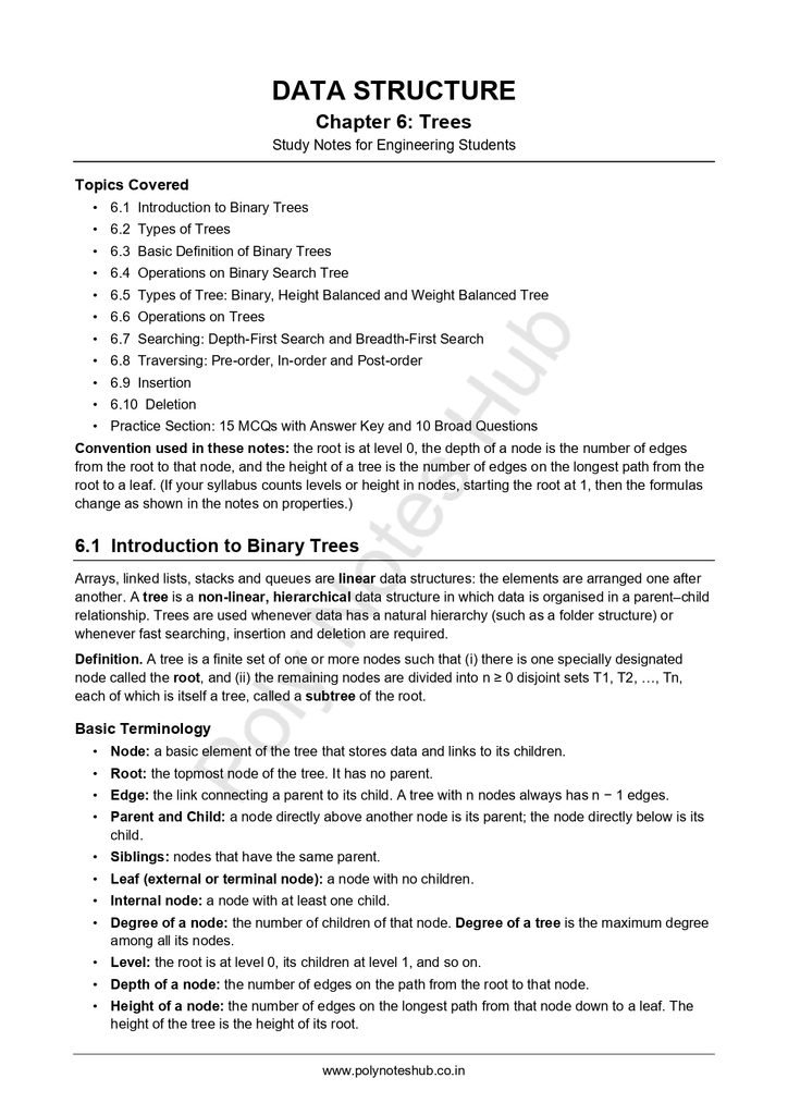 Trees Free Notes PDF of Data Structure | Download Now Poly Notes Hub Download the Trees Free Notes PDF of Data Structure Subject for computer science and technology students - poly notes hub