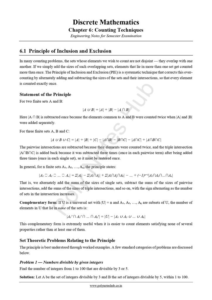 Counting Techniques Notes PDF - Free Download Poly Notes Hub Download Counting Techniques Notes PDF (Free Notes) from Discrete Mathematics of computer science and technology 3rd semester notes - poly notes hub