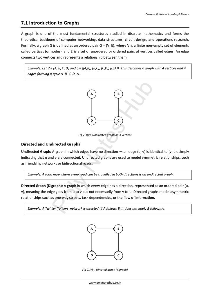 Download Graph Theory Notes PDF (Free Notes) from Discrete Mathematics of computer science and technology notes - poly notes hub